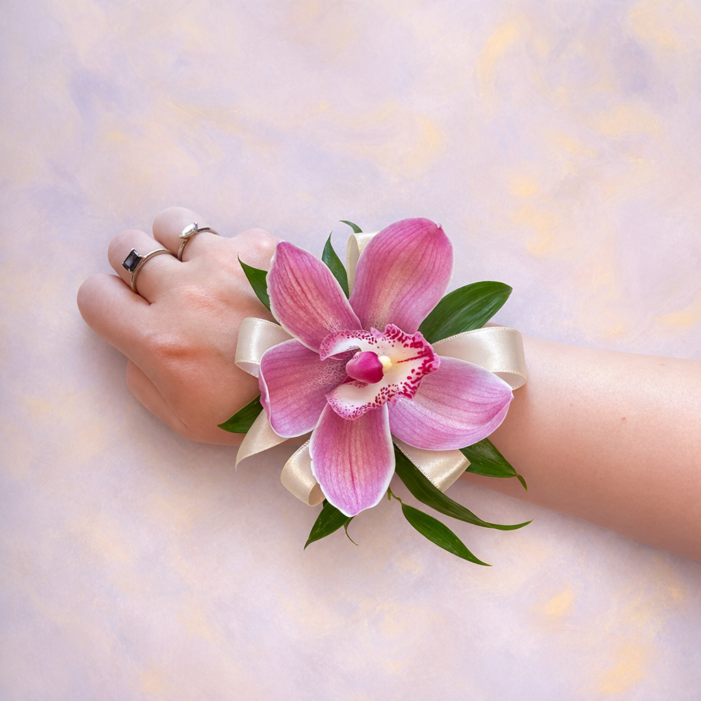 Pink Orchid Wrist Corsage for Prom