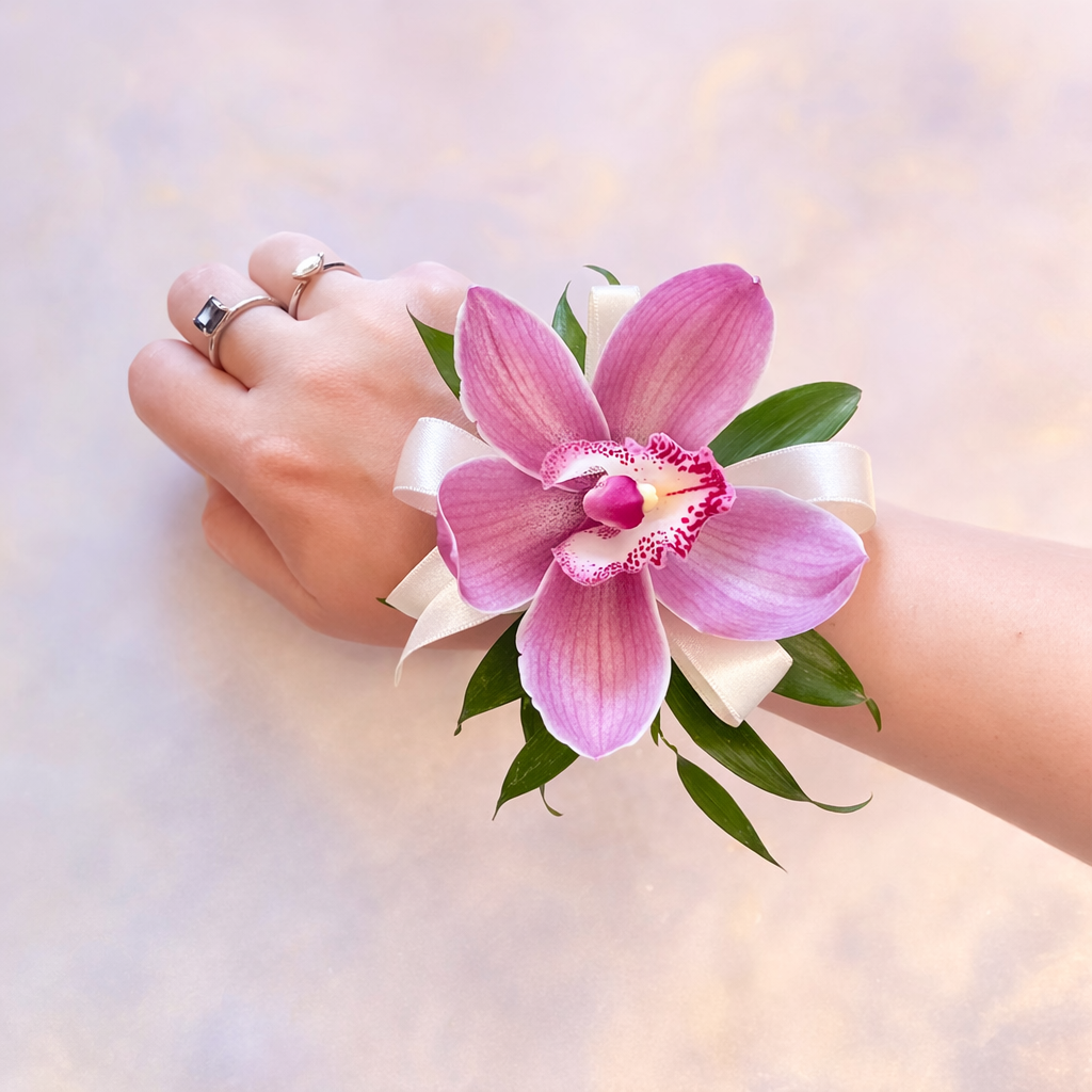 Pink Orchid Wrist Corsage for Prom