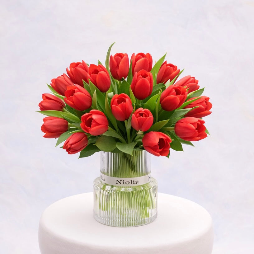 Classic Red Tulip Flower Arrangement