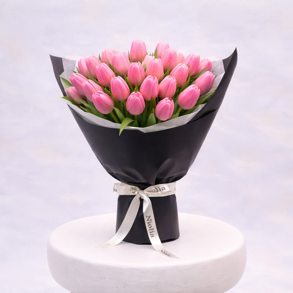 An Ode to Pink Tulips Flower Bouquet
