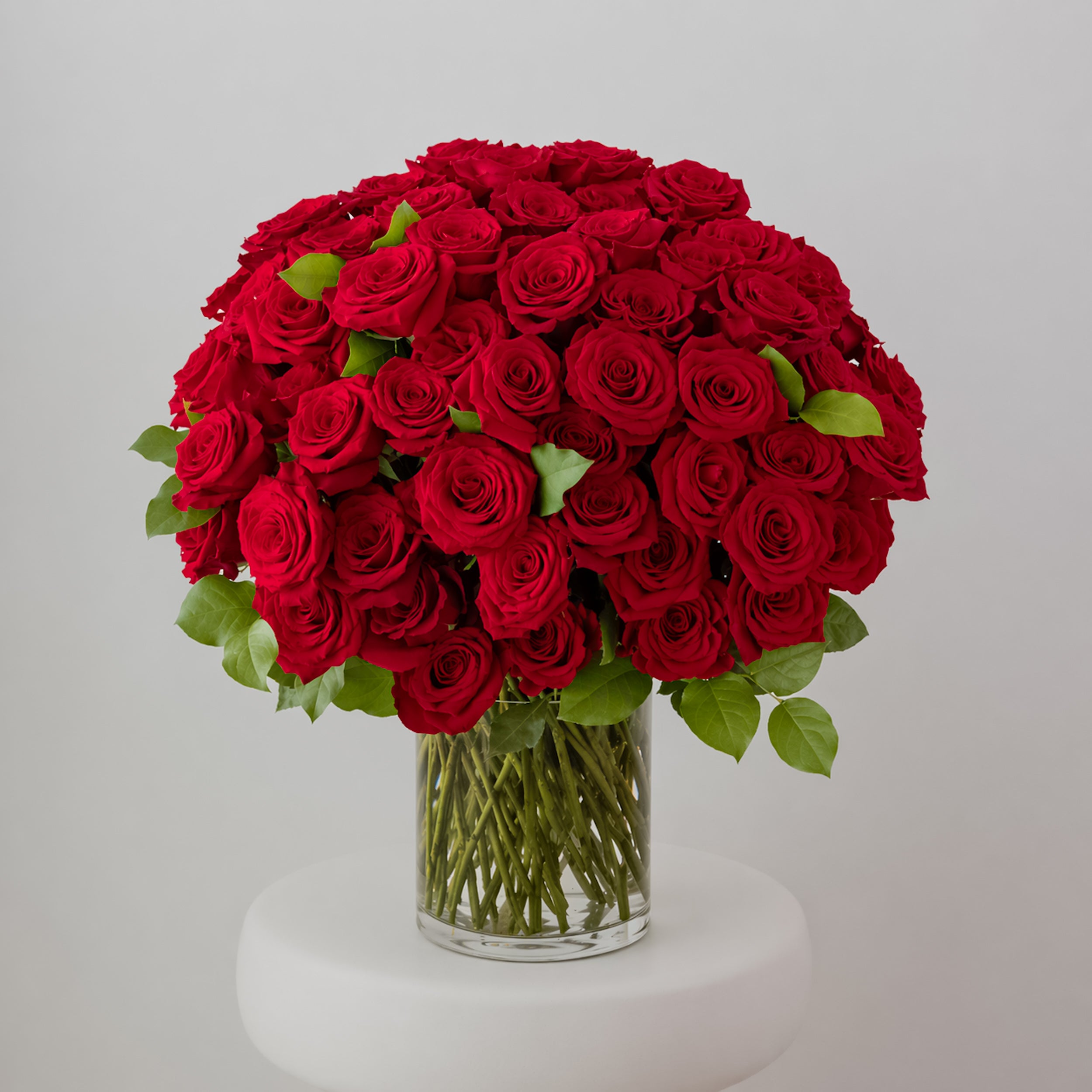 100 Premium Roses in a Vase — Luxury Rose Arrangement