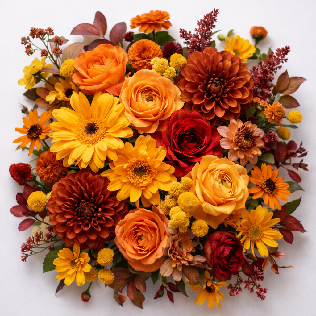 Amber and orange designer's choice flower arrangement