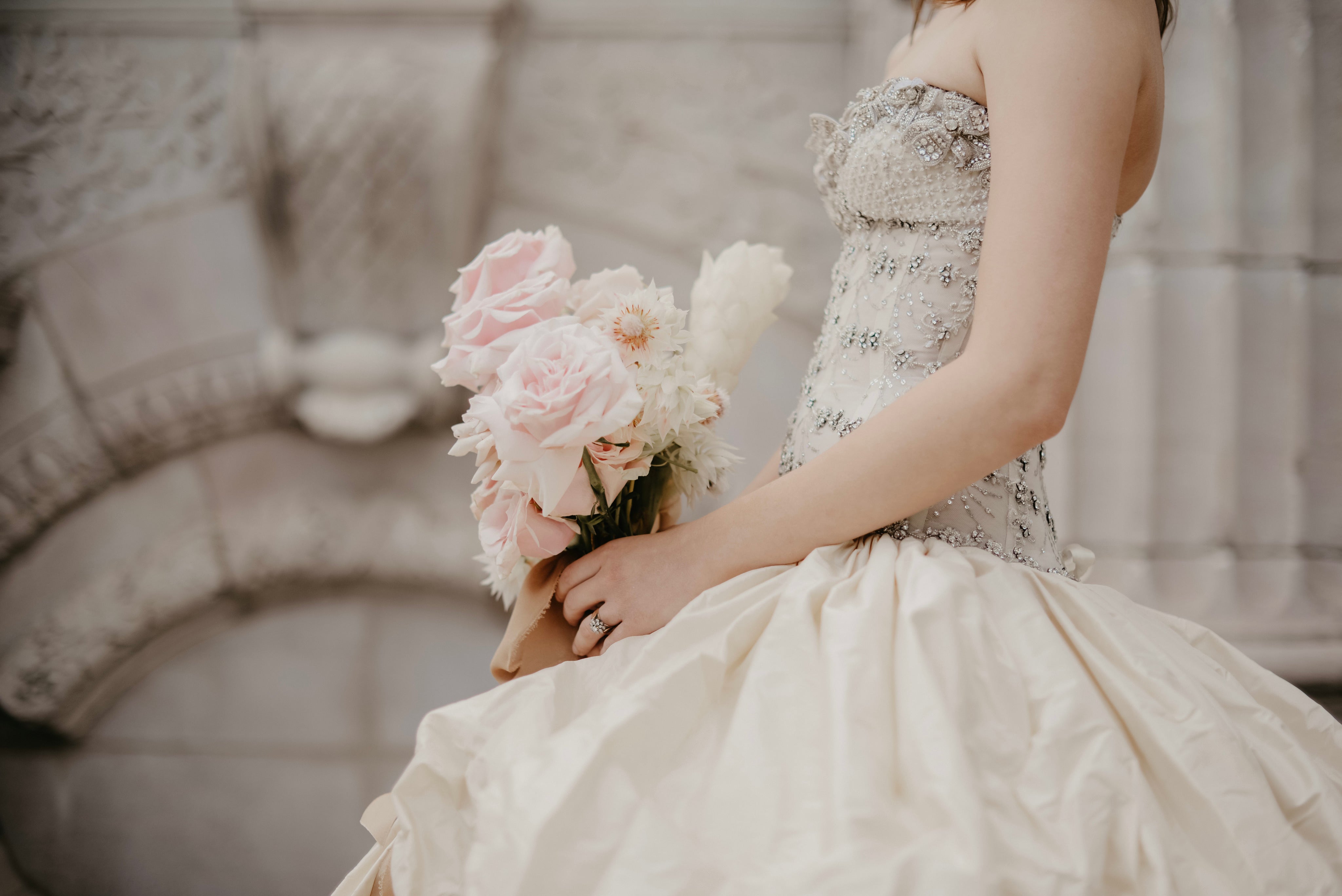 Beaded detail on wedding dress