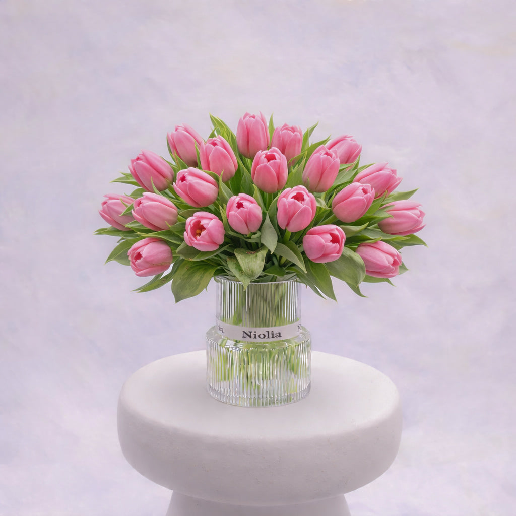 Classic Pink Tulip Flower Arrangement