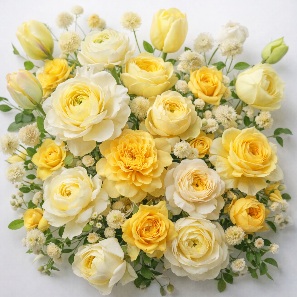 Cream and yellow designer's choice flower arrangement