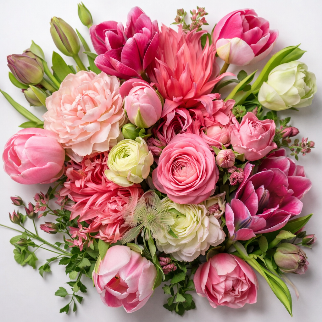 Pink and green designer's choice flower arrangement