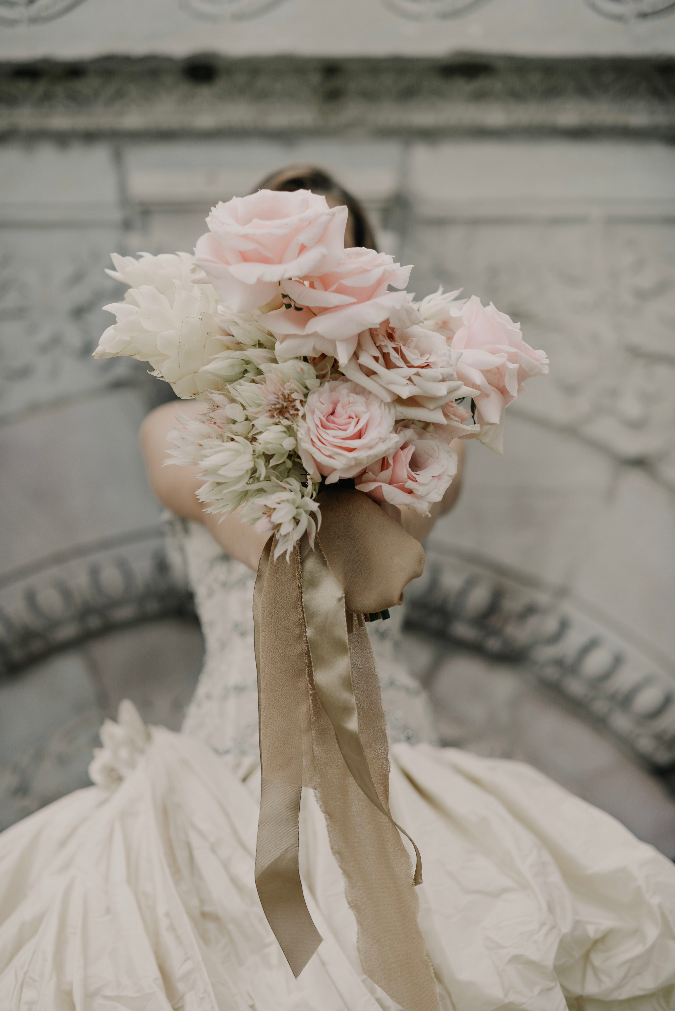 Wedding bouquet with bride