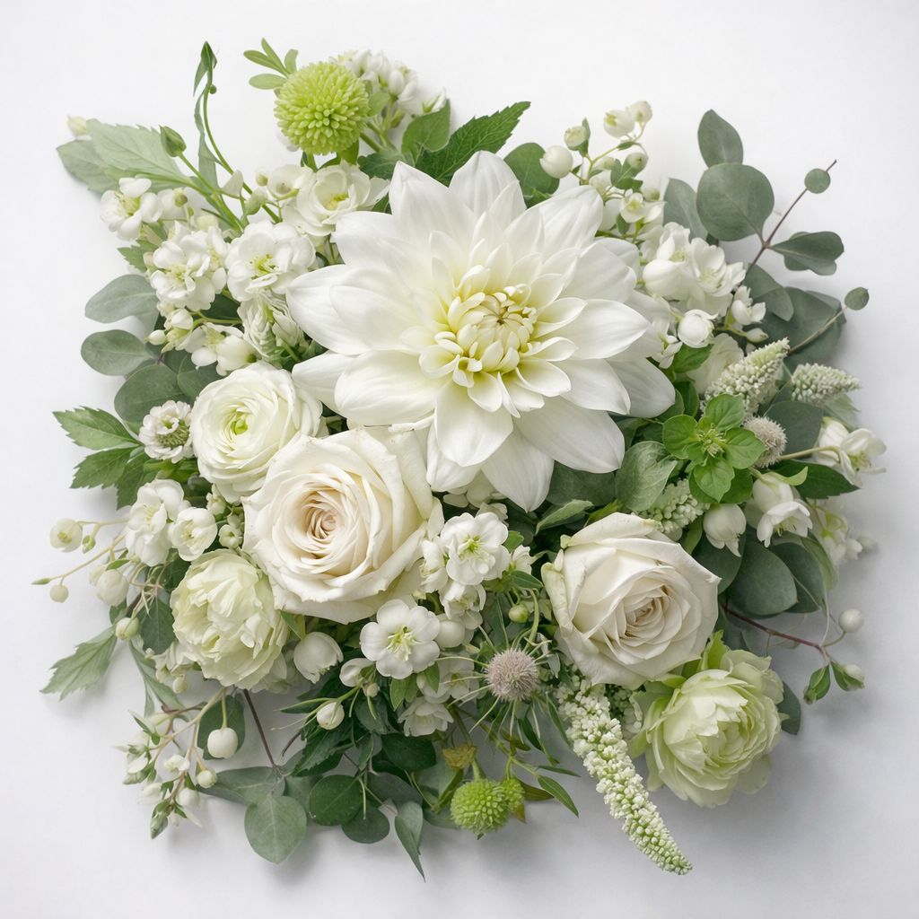 White and green designer's choice flower arrangement