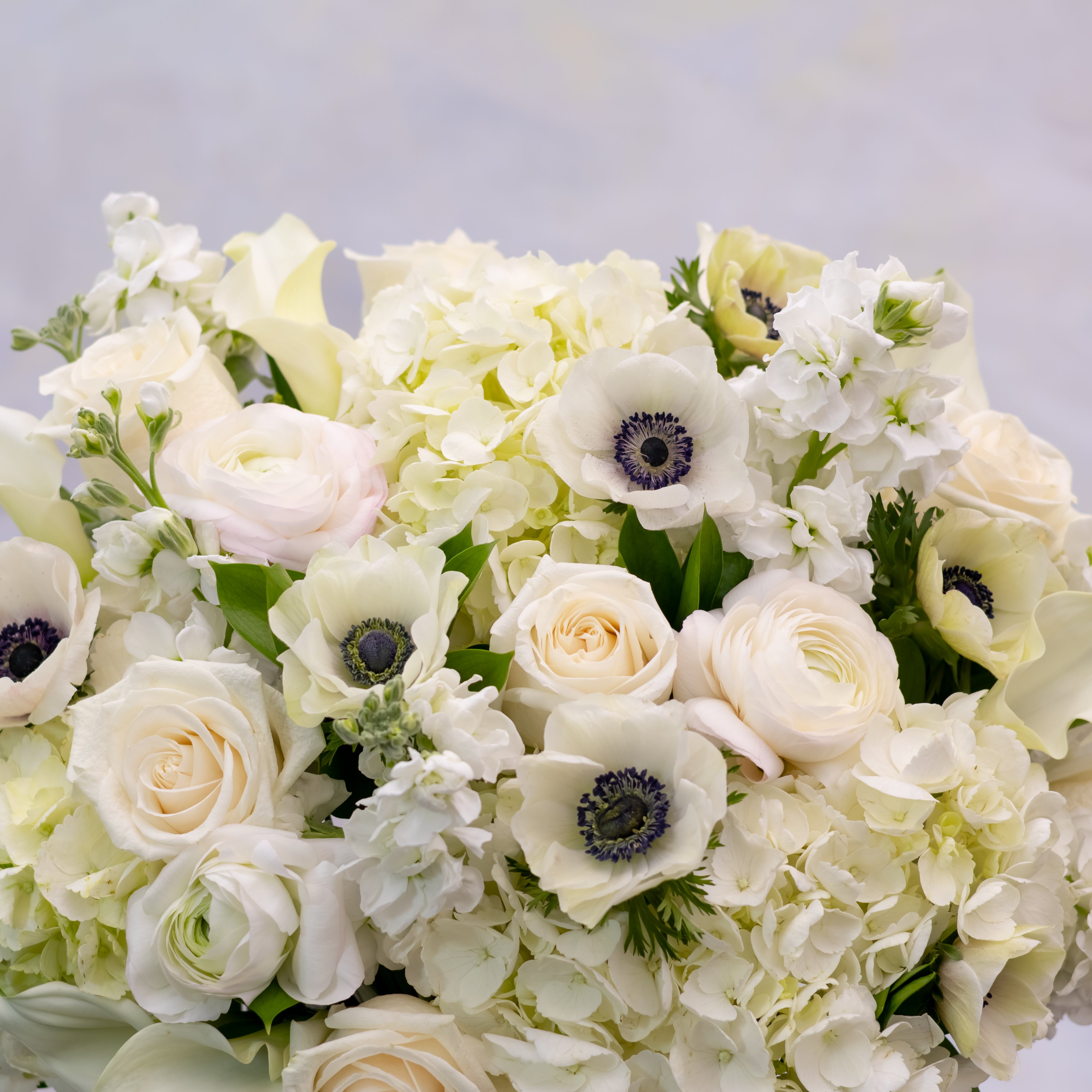 White Anemone Flower Arrangement – Deluxe