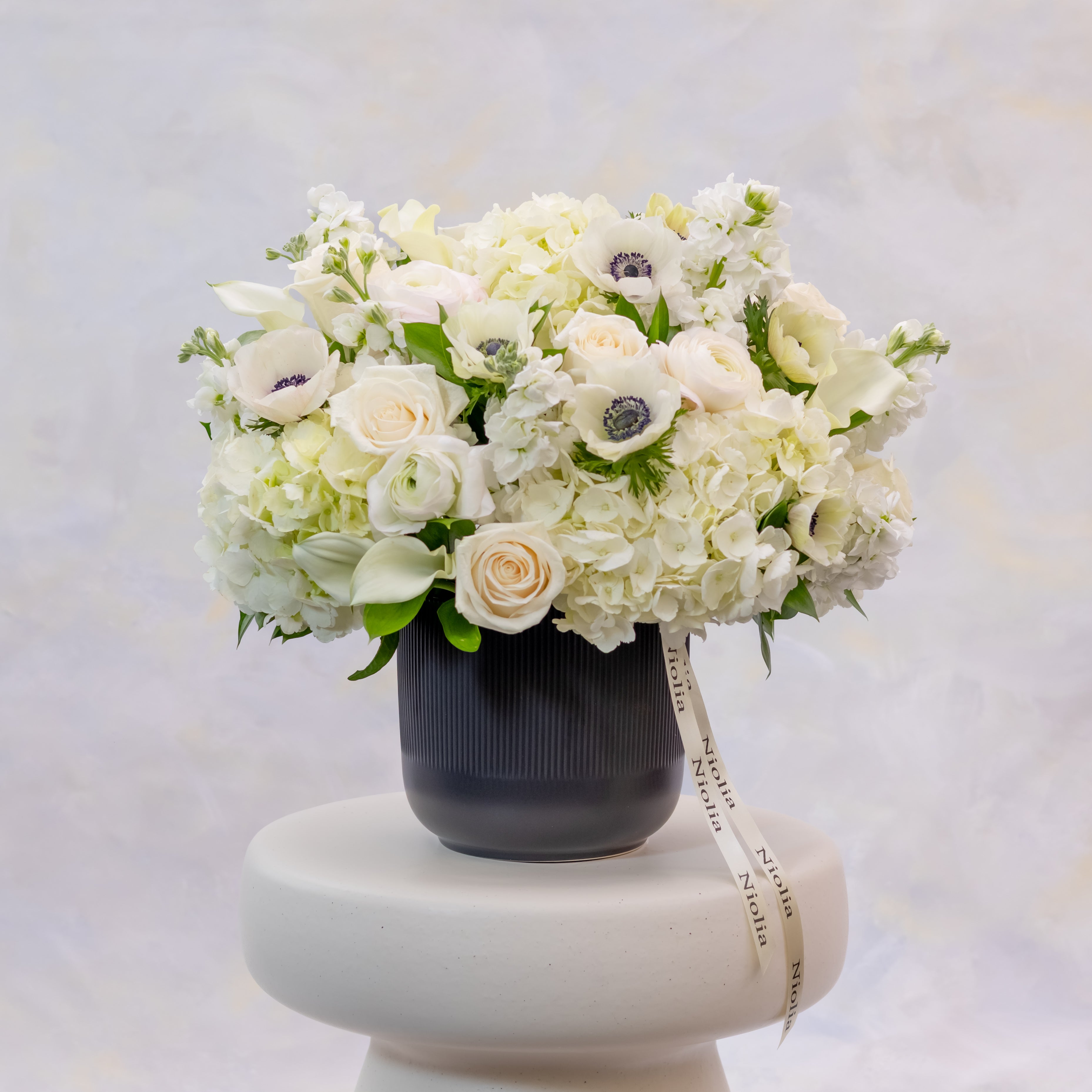 White Anemone Flower Arrangement – Deluxe